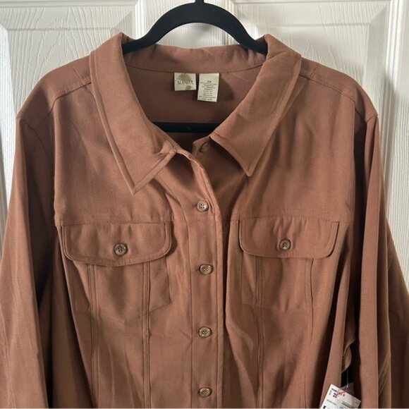 Islander Brown Collared Button Down Long Sleeve Shirt NWT 2X Plus Size READ - Picture 8 of 16